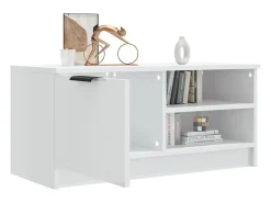 Mueble de TV madera contrachapada blanco brillante 80x35x36,5cm