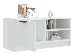 Mueble de TV madera contrachapada blanco brillante 80x35x36,5cm