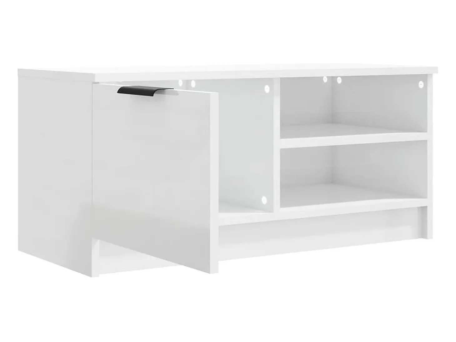 Mueble de TV madera contrachapada blanco brillante 80x35x36,5cm