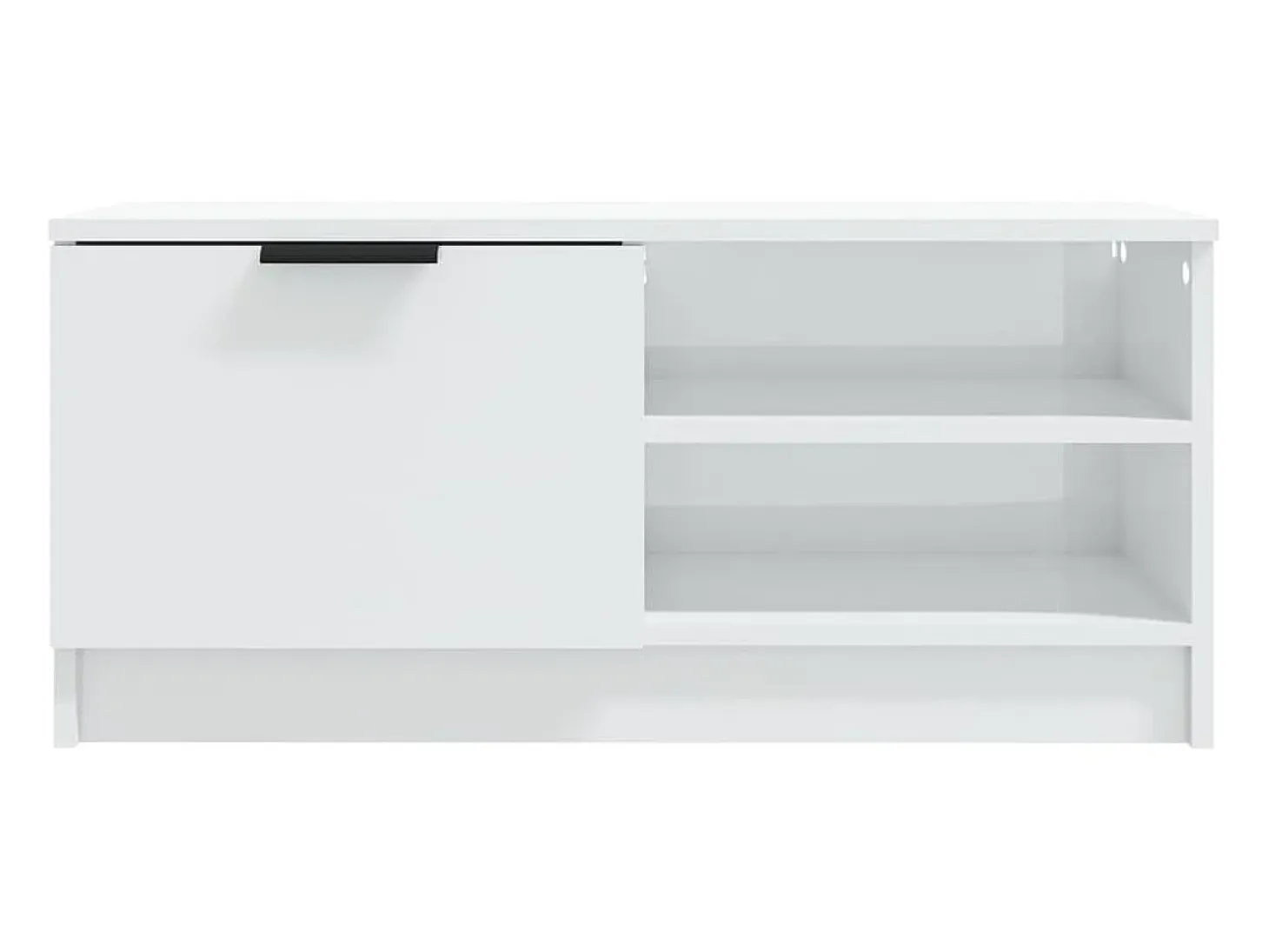 Mueble de TV madera contrachapada blanco brillante 80x35x36,5cm