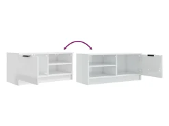 Mueble de TV madera contrachapada blanco brillante 80x35x36,5cm