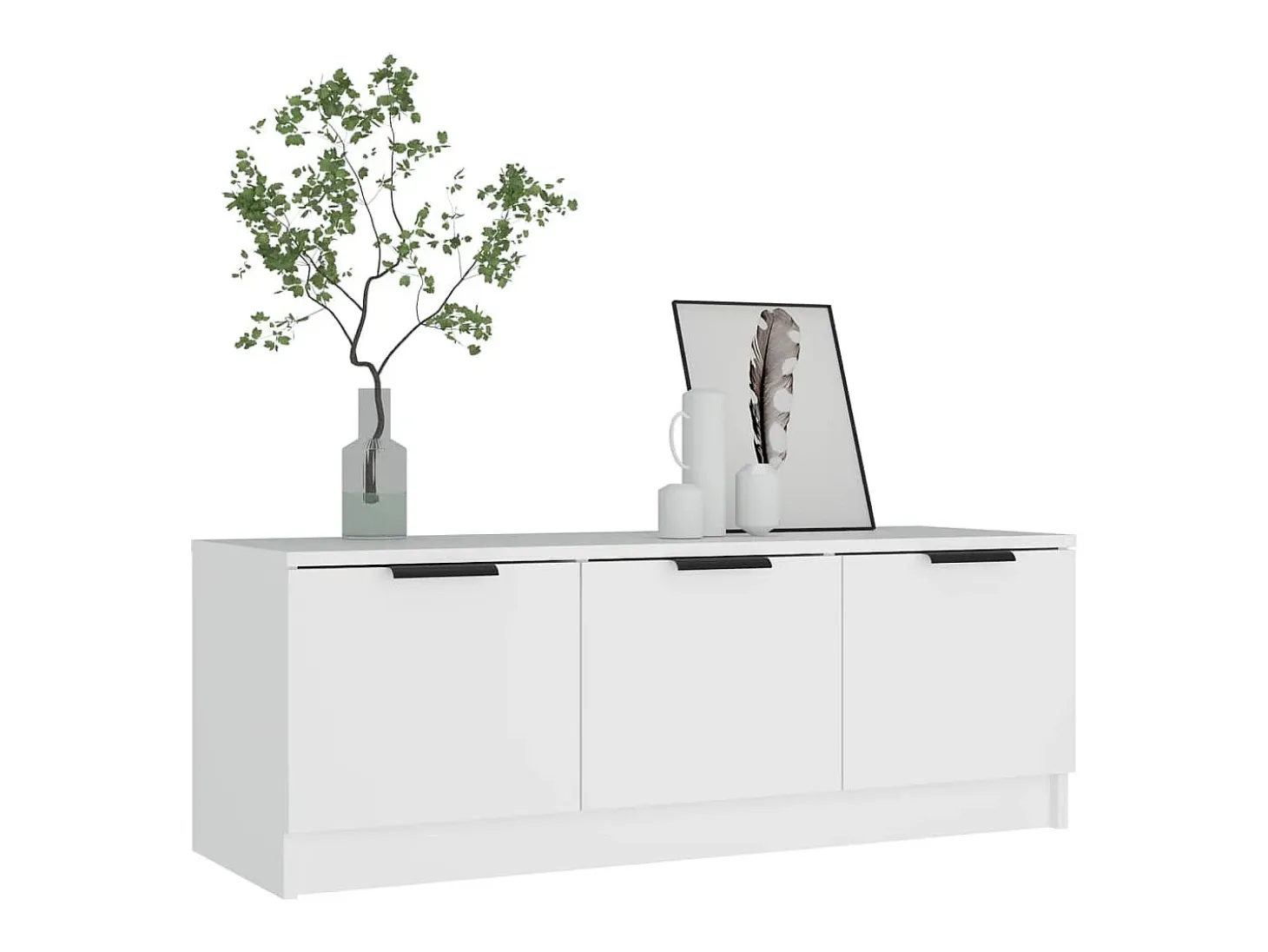 Mueble de TV madera contrachapada blanco 102x35x36,5 cm