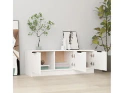 Mueble de TV madera contrachapada blanco 102x35x36,5 cm