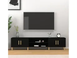 Mueble de TV madera contrachapada negro 180x31,5x40 cm