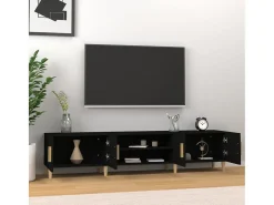 Mueble de TV madera contrachapada negro 180x31,5x40 cm