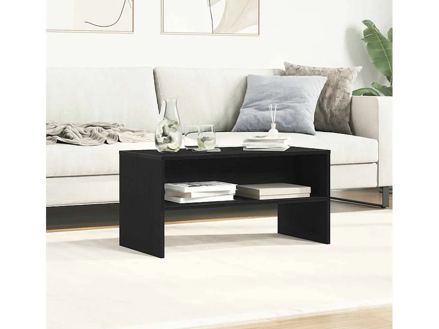 Mueble de TV madera de ingeniería roble negro 80x40x40 cm