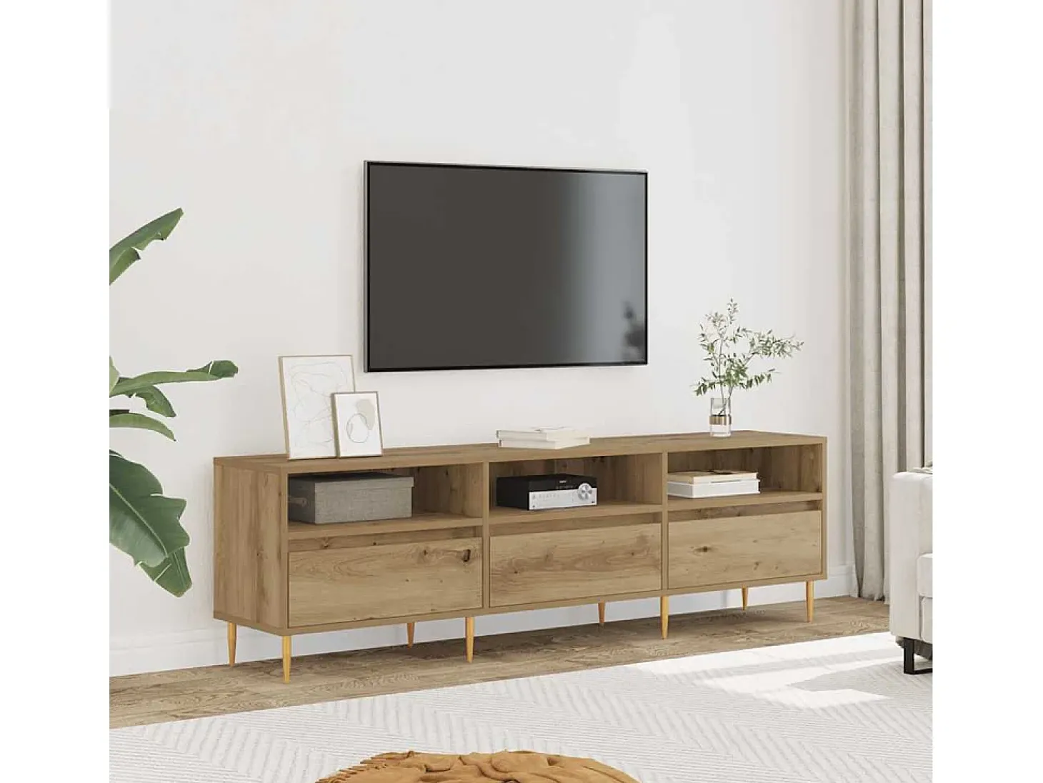 Mueble de TV madera de ingeniería roble artisan 150x30x44,5 cm