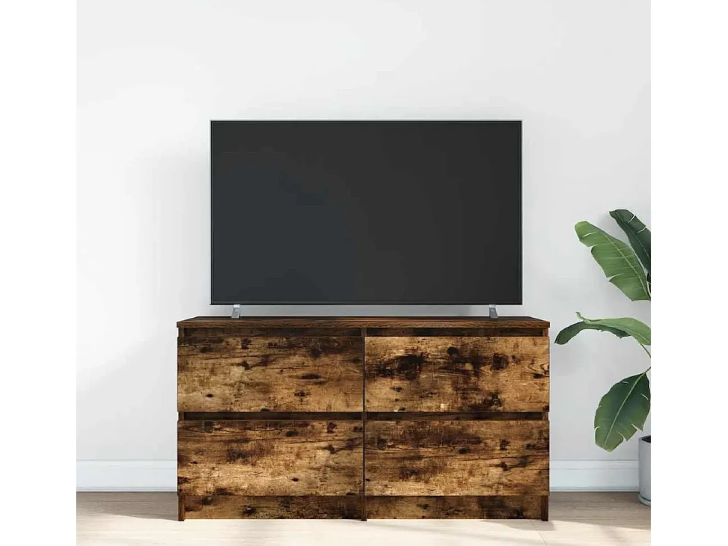 Mueble de TV madera de ingeniería roble ahumado 100x35x54 cm
