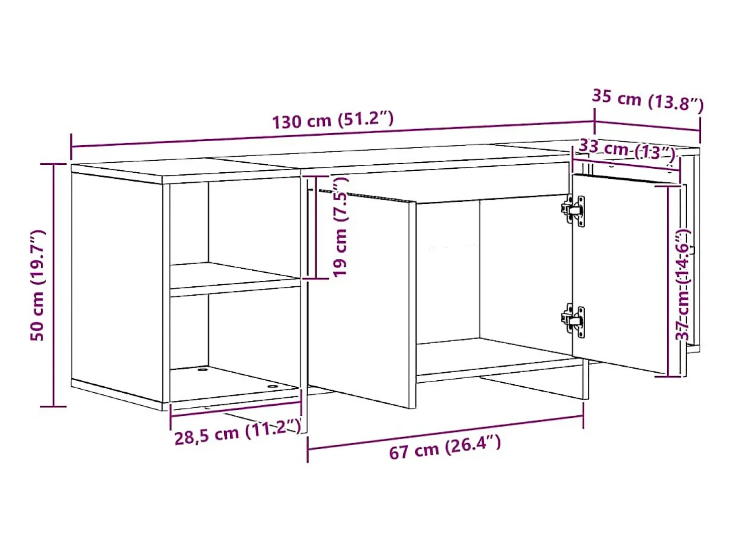 Mueble de TV madera de ingeniería roble artisan 130x35x50 cm