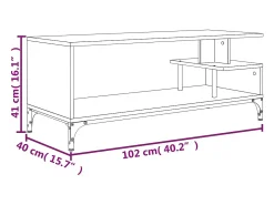 Mueble de TV madera de ingeniería y acero negro 102x40x41 cm