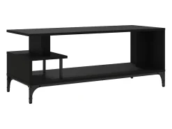 Mueble de TV madera de ingeniería y acero negro 102x40x41 cm