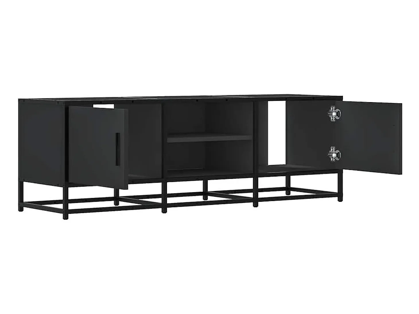 Mueble de TV madera de ingeniería y metal negro 120x35x41 cm