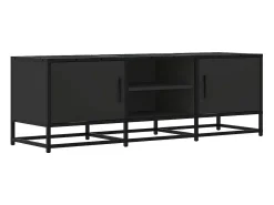 Mueble de TV madera de ingeniería y metal negro 120x35x41 cm