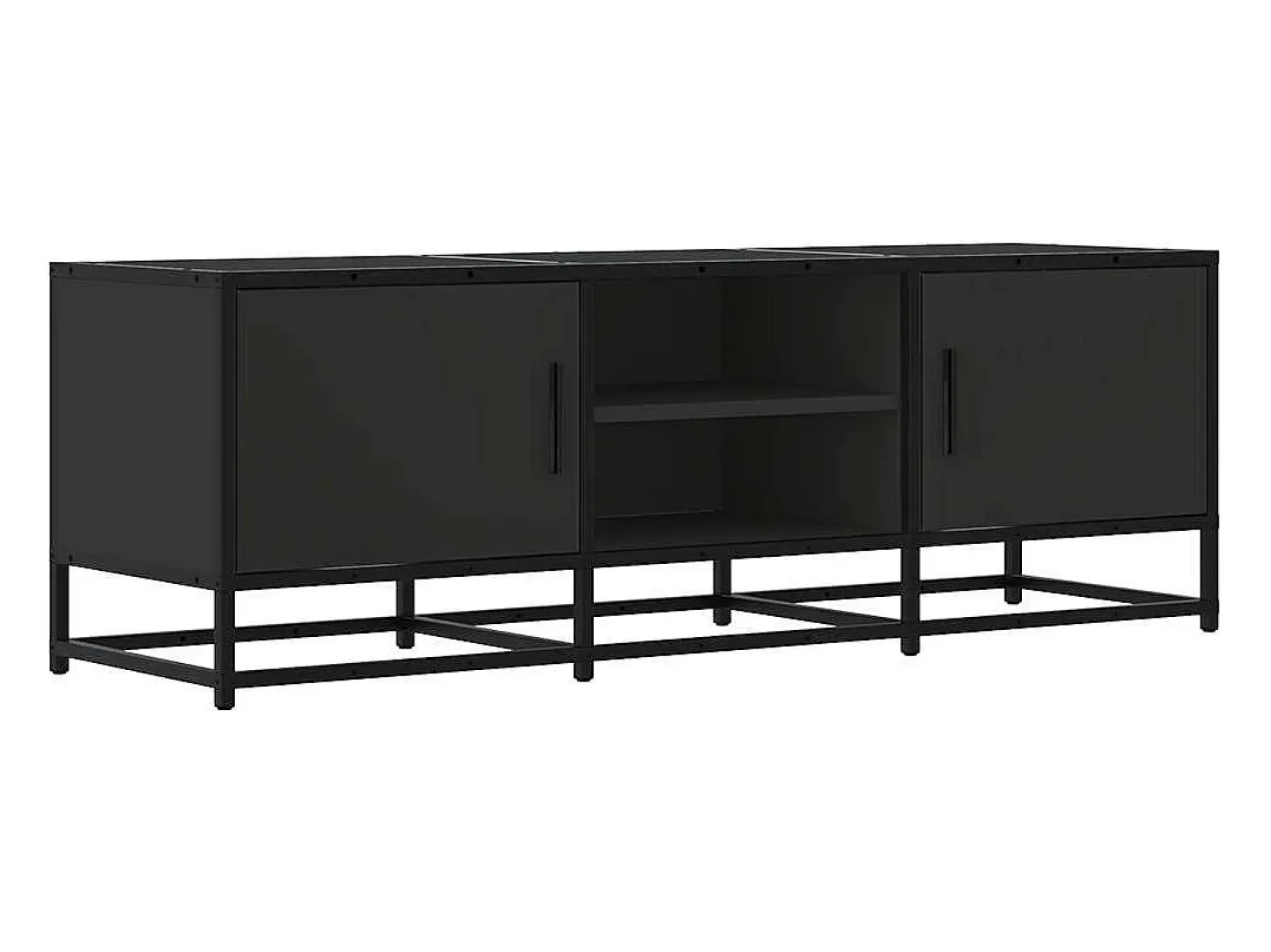 Mueble de TV madera de ingeniería y metal negro 120x35x41 cm