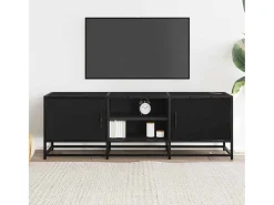 Mueble de TV madera de ingeniería y metal negro 120x35x41 cm