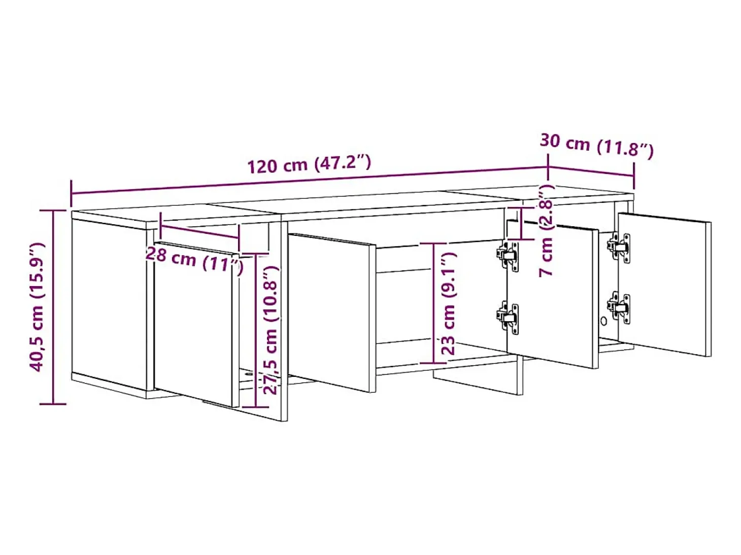 Mueble de TV madera de ingeniería roble artisan 120x30x40,5 cm