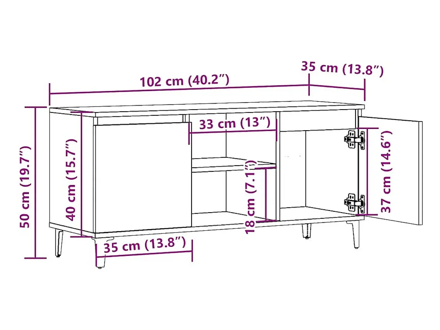 Mueble de TV madera ingeniería madera envejecida 102x35x50 cm