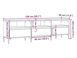 Mueble de TV madera ingeniería madera envejecida 150x30x44,5 cm
