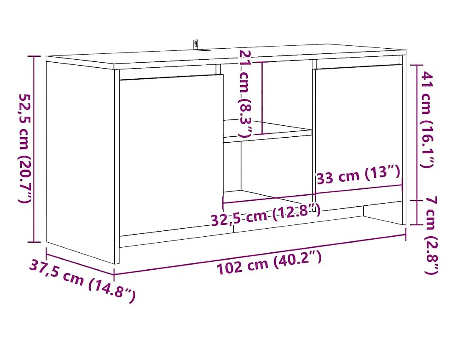 Mueble de TV madera ingeniería roble artesanal 102x37,5x52,5cm