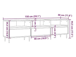 Mueble de TV madera ingeniería madera envejecida 150x30x44,5 cm