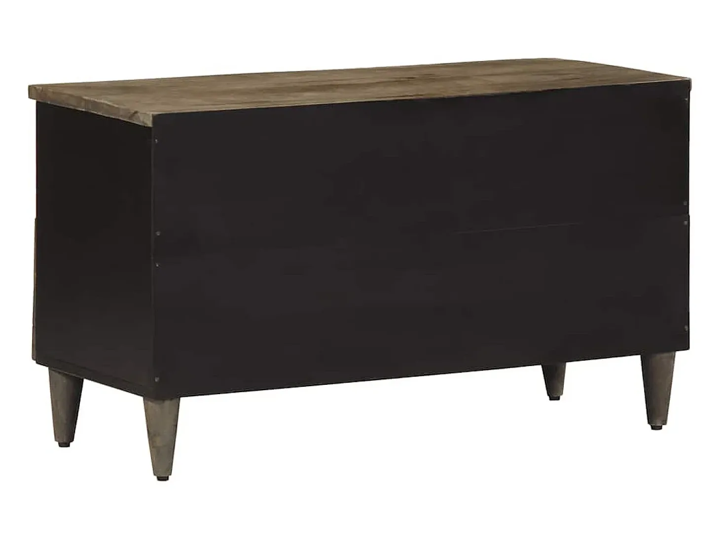 Mueble de TV madera maciza de mango negro 80x33x46 cm