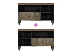 Mueble de TV madera maciza de mango negro 80x33x46 cm