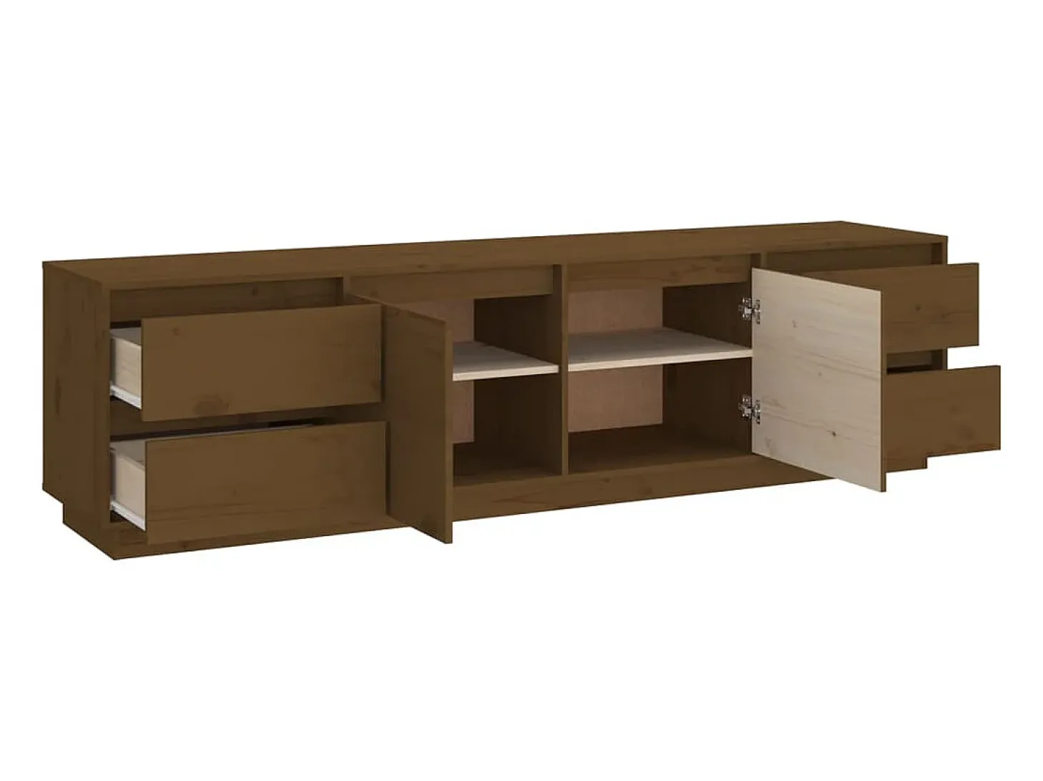 Mueble de TV madera maciza de pino marrón miel 176x37x47,5 cm
