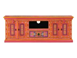 Mueble de TV madera maciza de mango rosa 110x30x40 cm