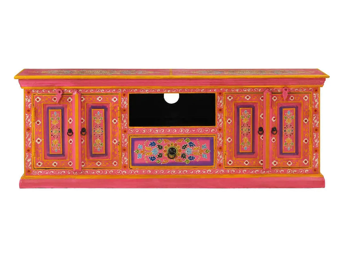 Mueble de TV madera maciza de mango rosa 110x30x40 cm