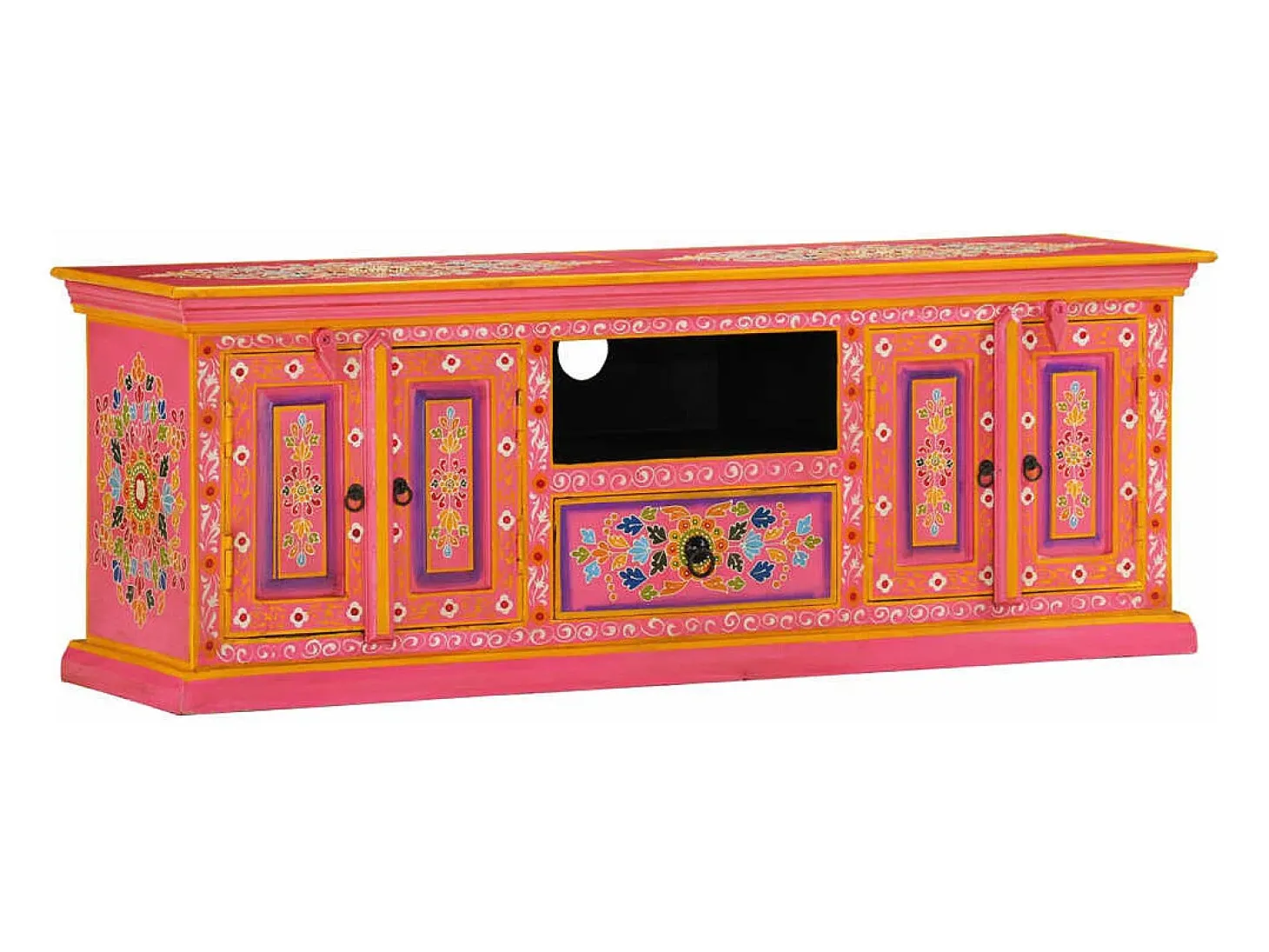 Mueble de TV madera maciza de mango rosa 110x30x40 cm