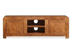 Mueble de TV madera maciza acabado miel 120x30x40 cm