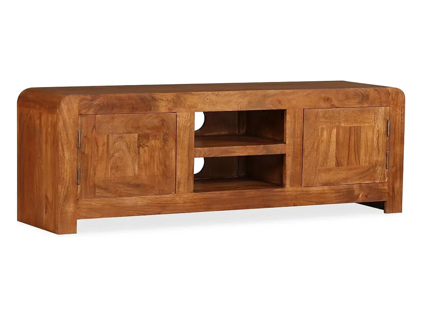 Mueble de TV madera maciza acabado miel 120x30x40 cm