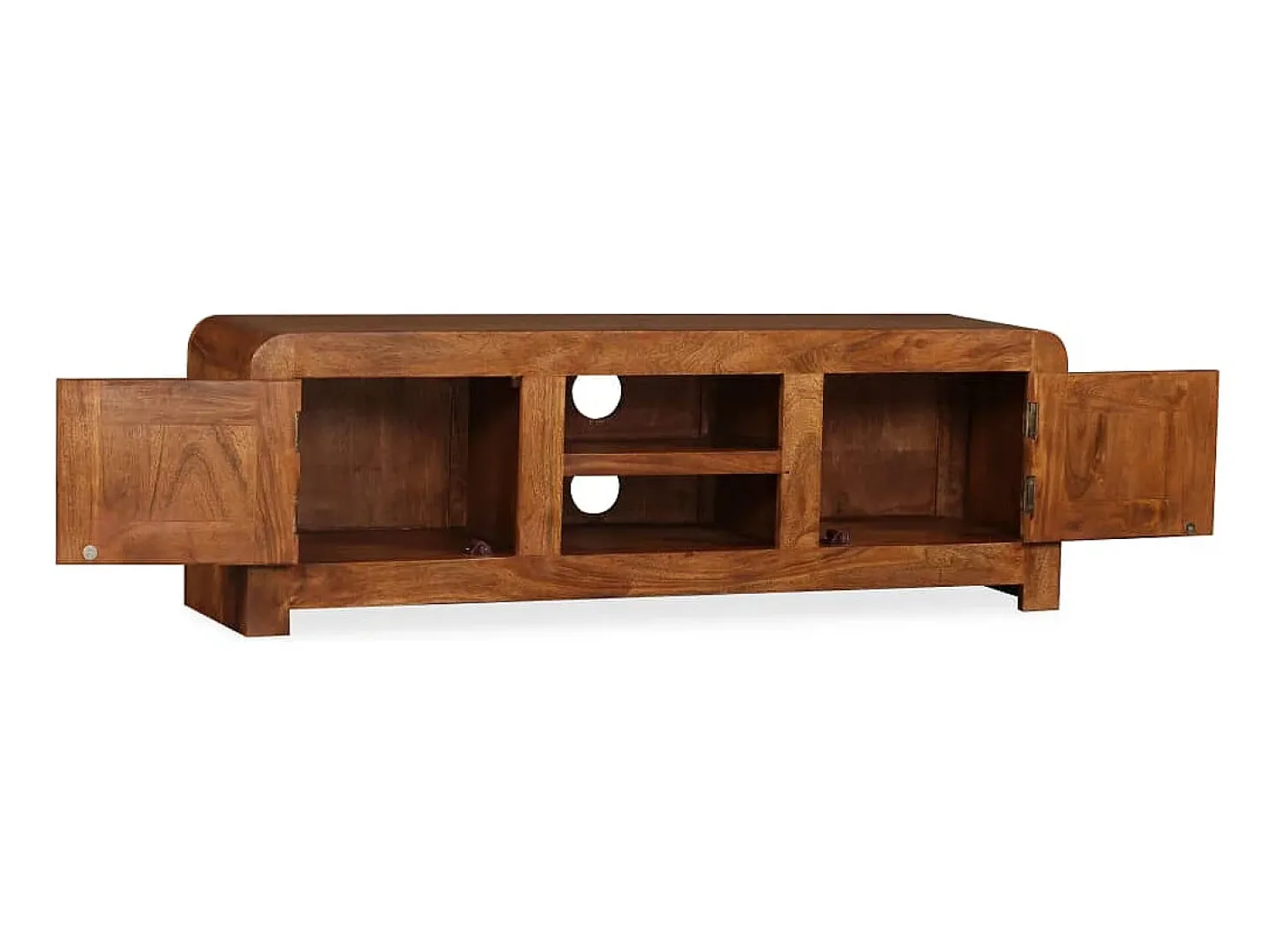 Mueble de TV madera maciza acabado miel 120x30x40 cm