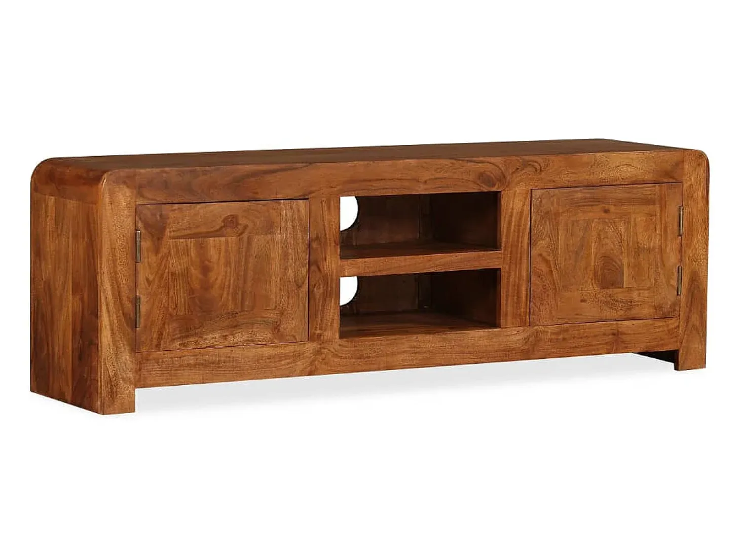 Mueble de TV madera maciza acabado miel 120x30x40 cm