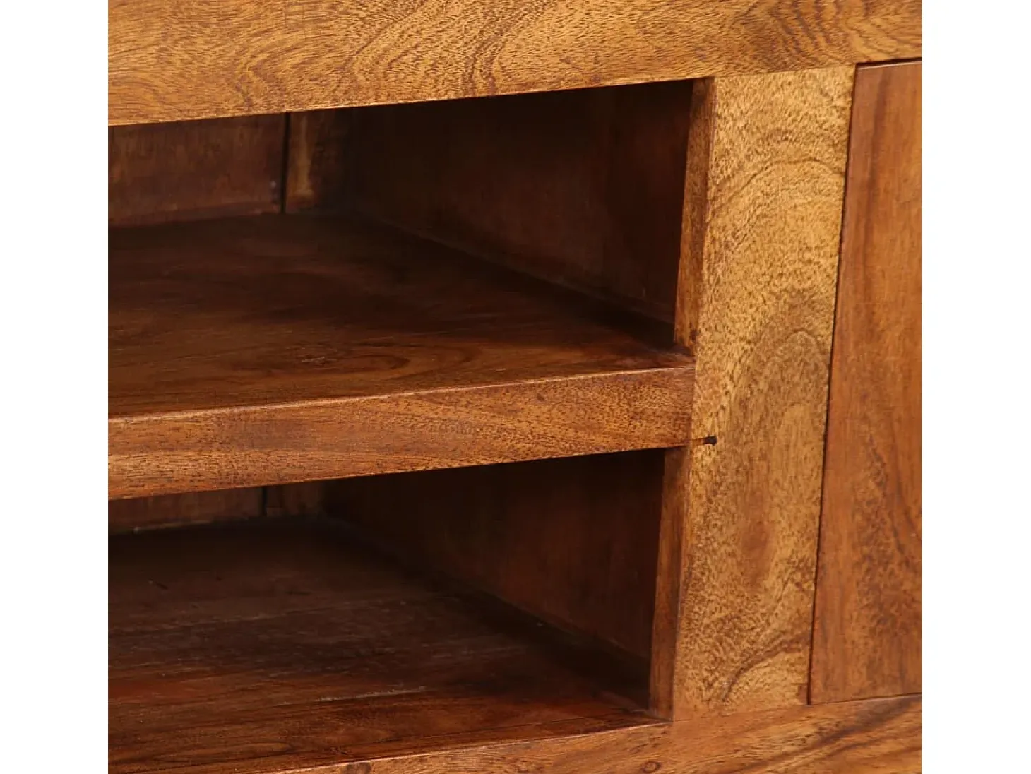 Mueble de TV madera maciza acabado miel 120x30x40 cm