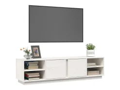 Mueble de TV madera maciza de pino blanco 156x40x40 cm