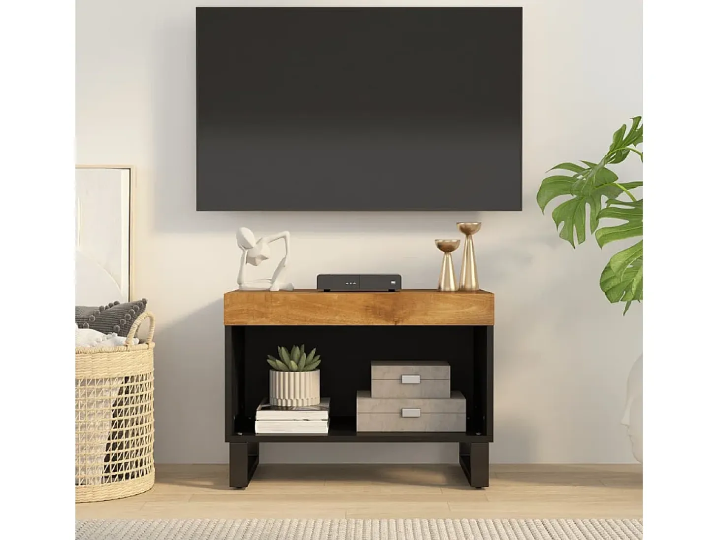 Mueble de TV madera maciza de mango 60x33x43,5 cm