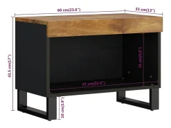 Mueble de TV madera maciza de mango 60x33x43,5 cm