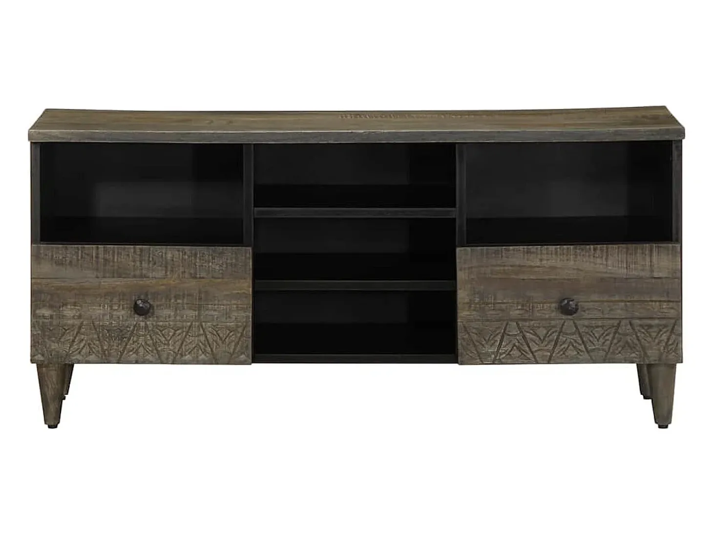 Mueble de TV madera maciza de mango negro 100x33x46 cm
