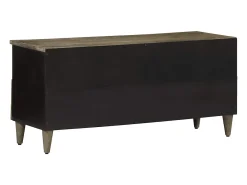 Mueble de TV madera maciza de mango negro 100x33x46 cm