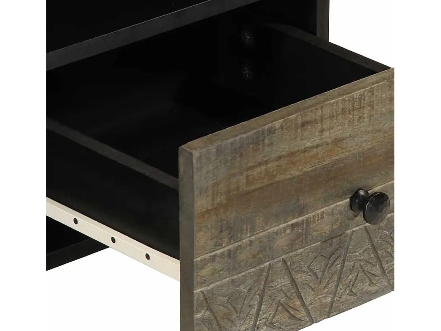 Mueble de TV madera maciza de mango negro 100x33x46 cm