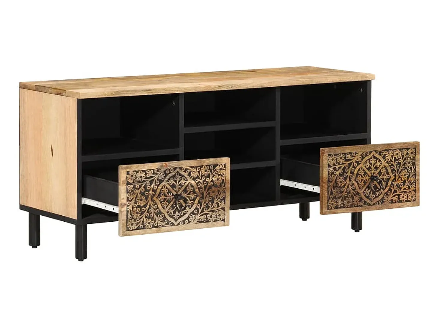 Mueble de TV madera maciza de mango 100x33x46 cm