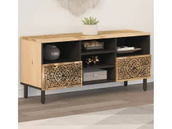 Mueble de TV madera maciza de mango 100x33x46 cm