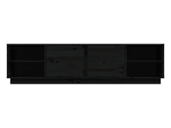 Mueble de TV madera maciza de pino negro 156x40x40 cm