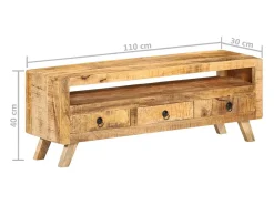 Mueble de TV madera maciza de mango 110x30x40 cm