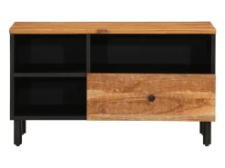 Mueble de TV madera maciza de acacia 80x33x46 cm