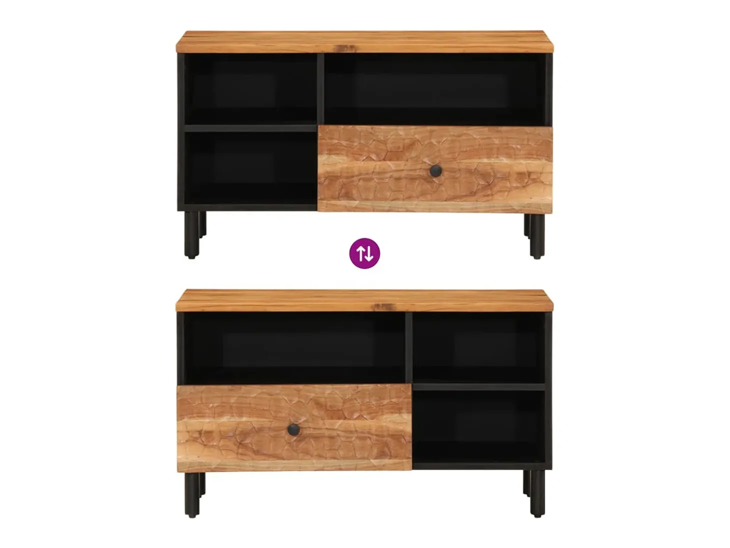 Mueble de TV madera maciza de acacia 80x33x46 cm