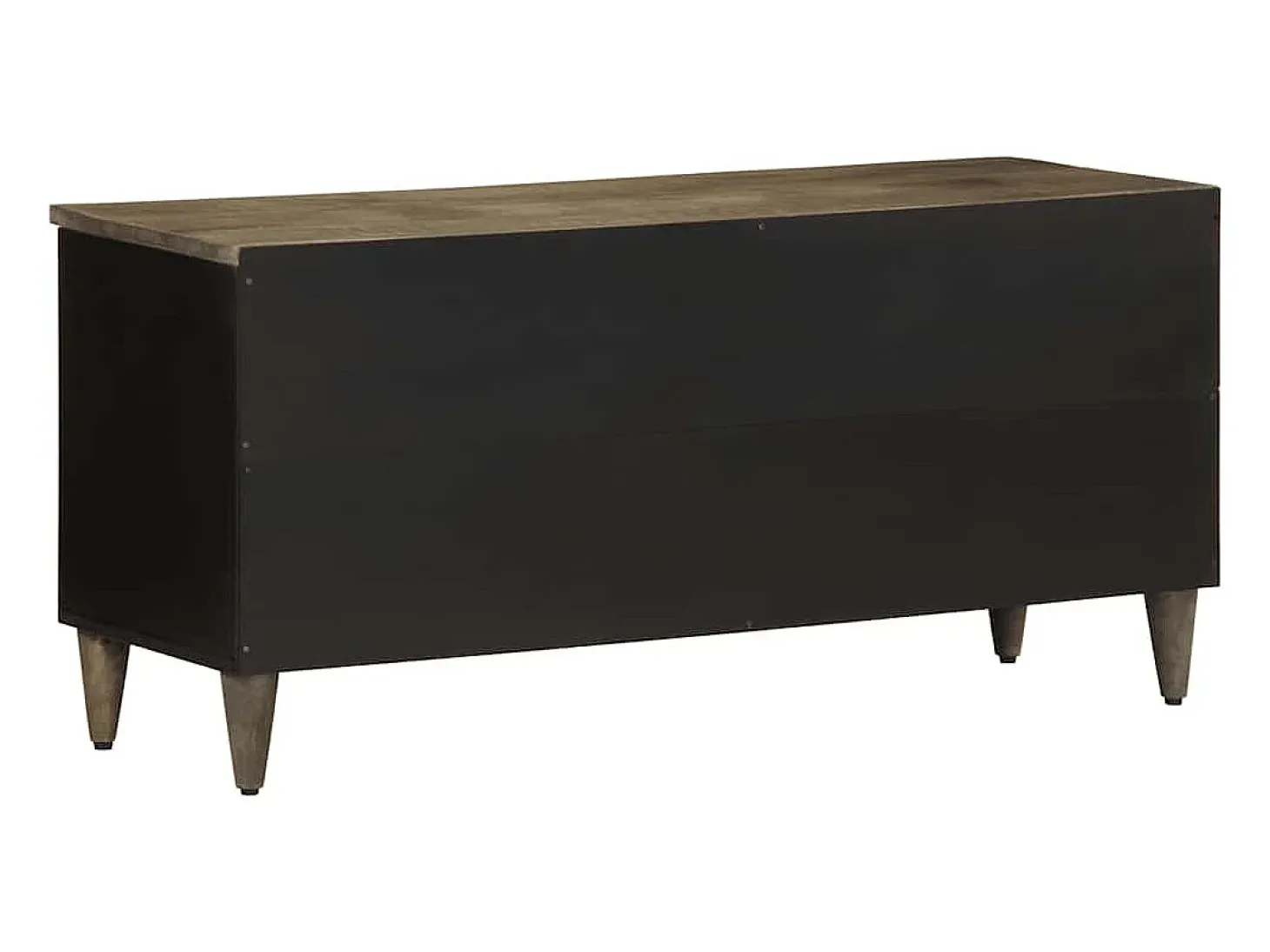 Mueble de TV madera maciza de mango negro 100x33x46 cm