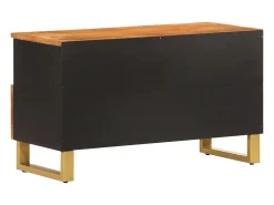 Mueble de TV madera maciza de mango marrón negro 80x33,5x46 cm
