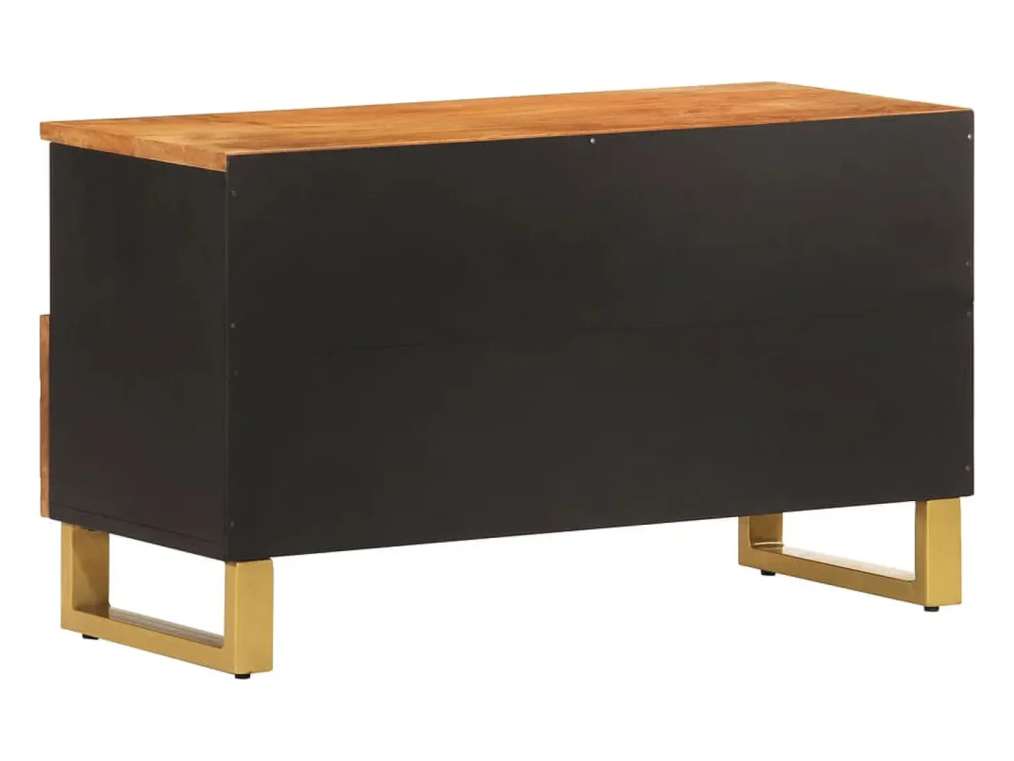 Mueble de TV madera maciza de mango marrón negro 80x33,5x46 cm